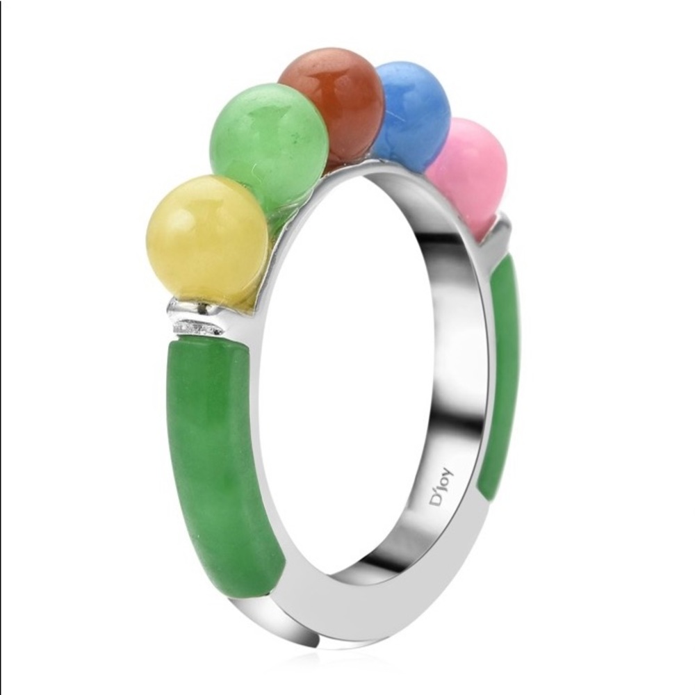 NWT Sterling Silver Multi-Color JADE Bead Ring! - Picture 3 of 9